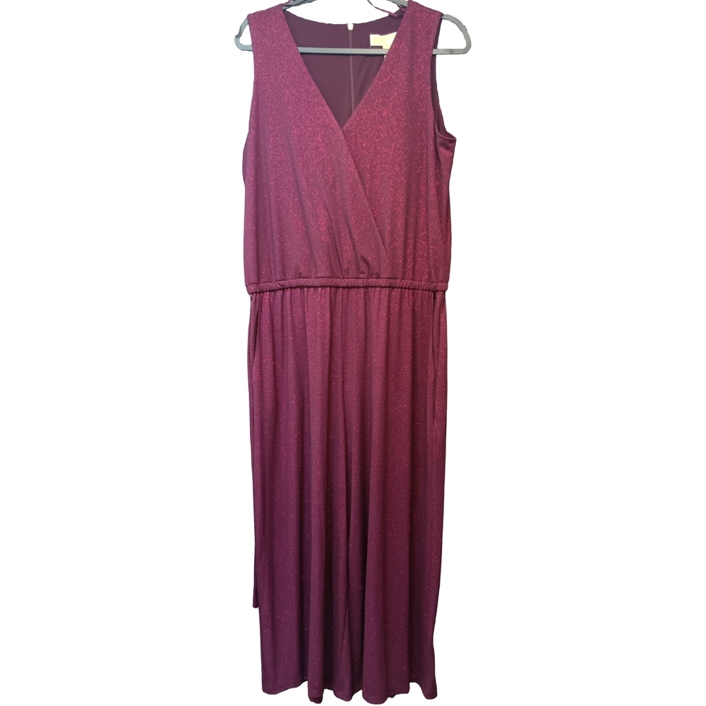 Michael Kors Sleeveless Jumpsuit in Burgundy Sz L - Picture 2 of 10